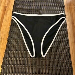 NWT NOBO Black/White Cheeky High Leg/High Waist Bikini Bottom Size L(11-13